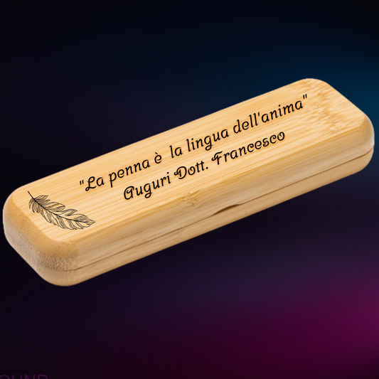 Penna a Sfera con custodia in bamboo Personalizzata